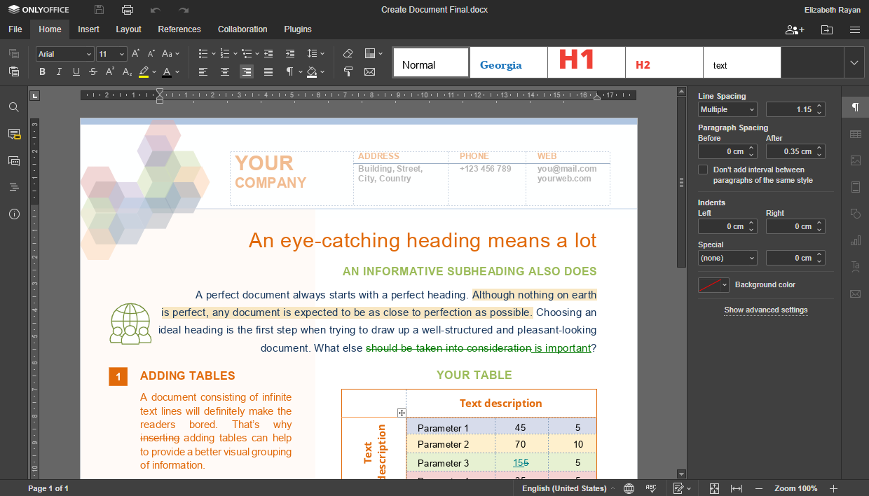ONLYOFFICE Docs 6.3 themes - dark